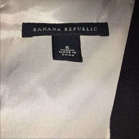 BANANA REPUBLIC Black & Cream Striped Silk Short-Sleeve Dress Size 6 - Picture 3 of 4